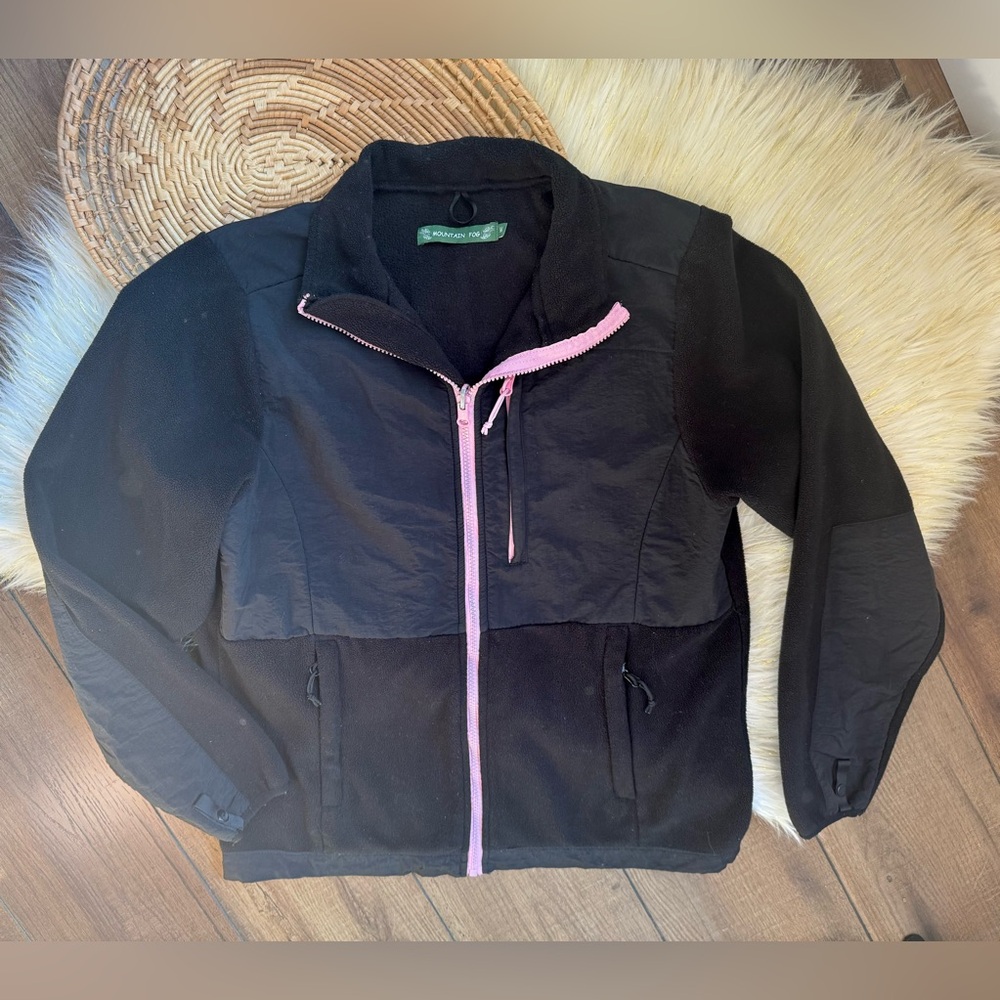 Mountain Fog Black Pink Fleece Jacket Size Medium